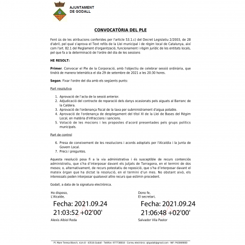 PROPOSTA PSC GODALL | #SUBVENCIONS PER PAGAR FACTURES LLUM MES D’AGOST 2021 PROPOSTA PSC GODALL | #SUBVENCIONS PER PAGAR FACTURES LLUM MES D’AGOST 2021