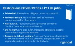 Mesures previstes contra la COVID-19 fins al 4 de juliol