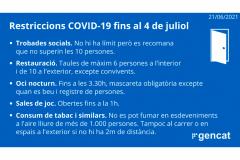 Restriccions COVID-19 fins al 4 de juliol